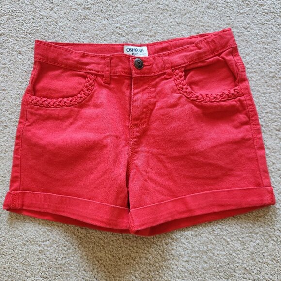 OshKosh Girls Size 8 Red Denim Shorts - Picture 1 of 4